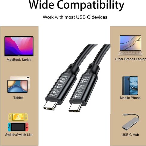 كابل USB C Thunderbolt قصير (20 سم/7.87 بوصة)، كابل USB C إلى النوع C بسرعة 80 جيجابت في الثانية يدعم شاشة 16K/Dual 8K HD، شحن سريع 240 وات لـ Thunderbolt 4/3، MacBook Pro، iPhone 16، الكمبيوتر المحمول. in Kuwait
