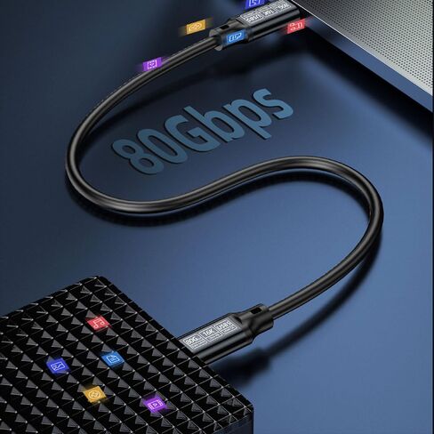 كابل USB C Thunderbolt قصير (20 سم/7.87 بوصة)، كابل USB C إلى النوع C بسرعة 80 جيجابت في الثانية يدعم شاشة 16K/Dual 8K HD، شحن سريع 240 وات لـ Thunderbolt 4/3، MacBook Pro، iPhone 16، الكمبيوتر المحمول. in Kuwait