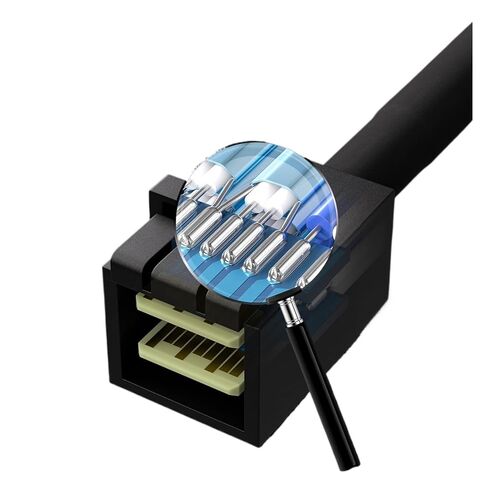 كابل 0.5 م/1 م SFF-8643 MI NI S*A*S، SFF-8643 إلى 8643، لمحرك الأقراص الصلبة/SSD/RAID، نقل البيانات عالي السرعة، لوحة الكترونية معززة لتخزين الخادم، الكمبيوتر الصلب (1 م) in Kuwait