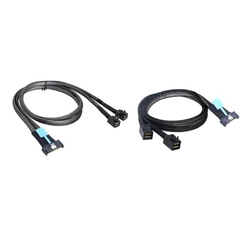 New-MCIO 8I إلى 2 X SFF 8643 كابل PCIE Gen5 MCIO 8X إلى MI NI S*A*S HD SFF 8643 كابل عالي السرعة لمركز بيانات الخادم (أسود 1 متر) in Saudi Arabia