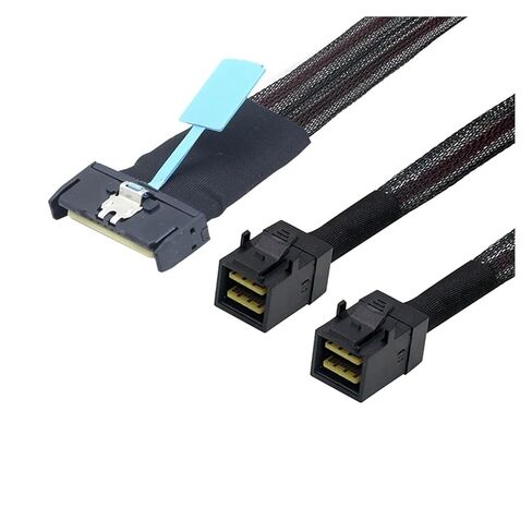 New-MCIO 8I إلى 2 X SFF 8643 كابل PCIE Gen5 MCIO 8X إلى MI NI S*A*S HD SFF 8643 كابل عالي السرعة لمركز بيانات الخادم (أسود 1 متر) in Saudi Arabia