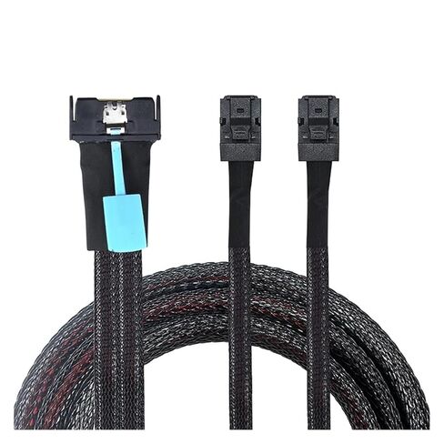 New-MCIO 8I إلى 2 X SFF 8643 كابل PCIE Gen5 MCIO 8X إلى MI NI S*A*S HD SFF 8643 كابل عالي السرعة لمركز بيانات الخادم (أسود 1 متر) in Saudi Arabia