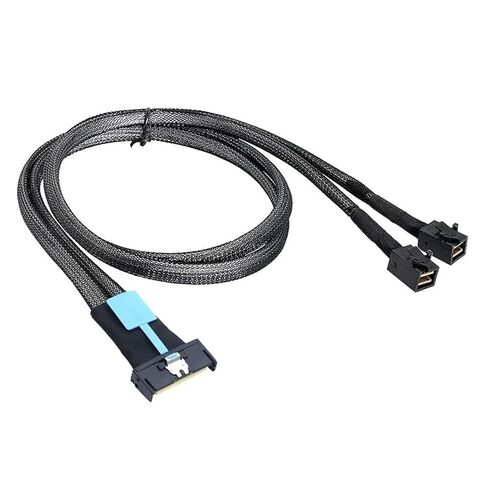 New-MCIO 8I إلى 2 X SFF 8643 كابل PCIE Gen5 MCIO 8X إلى MI NI S*A*S HD SFF 8643 كابل عالي السرعة لمركز بيانات الخادم (أسود 1 متر) in Saudi Arabia