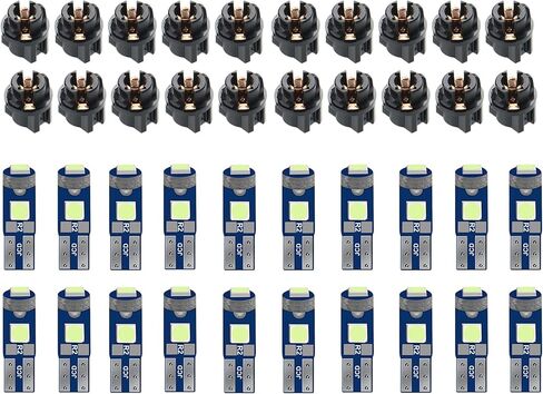 ASUBHA 20 قطعة T5 LED لمبات، مصابيح داش، T5 37 74 لمبة LED مع مقبس قفل ملتوي PC74 PC37، 3030 SMD مصابيح بديلة للسيارات لمصباح أضواء مؤشر لوحة قياس السيارة (أبيض) in Saudi Arabia