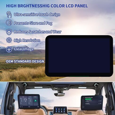 شاشة LCD مقاس 12.6 بوصة بديلة لمحول رقمي لشاشة DVD للمقعد الخلفي لتلفزيون كاديلاك إسكاليد 2021-2024، شاشة تعمل باللمس لشاشة GMC Yukon XL Chevy Suburban Tahoe 2021-2023 84824745 86786028 in Kuwait