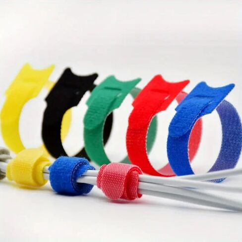 50pcs Durable Nylon Hook and Loop Straps – Soft Self-Adhesive Cable Organizers – Versatile for Office, Home, and Travel Use – Ideal for Cable Management and Organization in Saudi Arabia