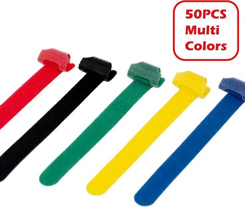 50pcs Durable Nylon Hook and Loop Straps – Soft Self-Adhesive Cable Organizers – Versatile for Office, Home, and Travel Use – Ideal for Cable Management and Organization in Saudi Arabia