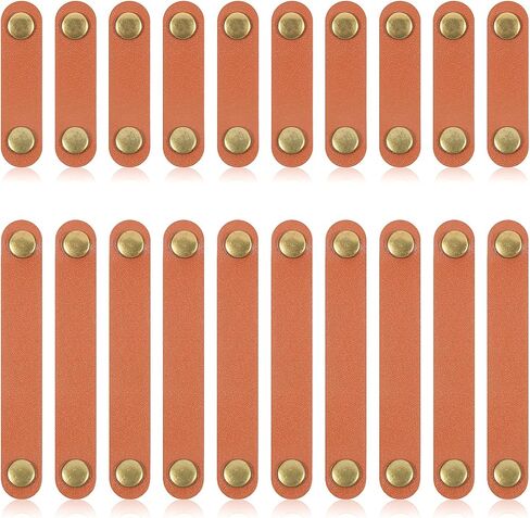 20 قطعة من أحزمة الكابلات المصنوعة من جلد البولي يوريثان، وربطات إدارة كابلات USB لسماعات الرأس المحمولة، حافظة سلك USB قابلة لإعادة الاستخدام مع حامل مشابك سلكية، منظم أسلاك سماعات الأذن (صغير + كبير، بني) in Kuwait