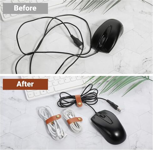 20 قطعة من أحزمة الكابلات المصنوعة من جلد البولي يوريثان، وربطات إدارة كابلات USB لسماعات الرأس المحمولة، حافظة سلك USB قابلة لإعادة الاستخدام مع حامل مشابك سلكية، منظم أسلاك سماعات الأذن (صغير + كبير، بني) in Kuwait
