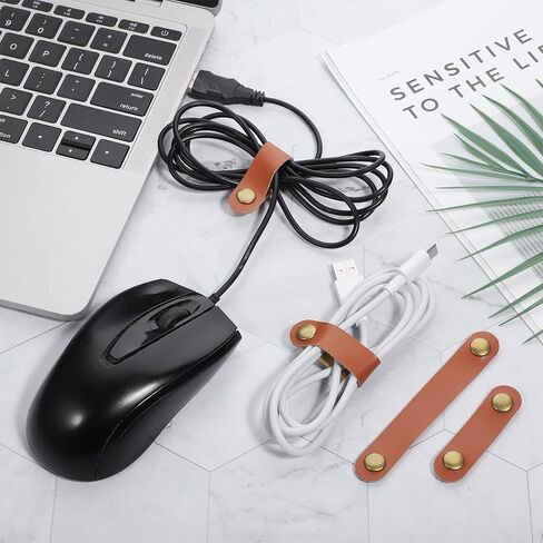 20 قطعة من أحزمة الكابلات المصنوعة من جلد البولي يوريثان، وربطات إدارة كابلات USB لسماعات الرأس المحمولة، حافظة سلك USB قابلة لإعادة الاستخدام مع حامل مشابك سلكية، منظم أسلاك سماعات الأذن (صغير + كبير، بني) in Kuwait