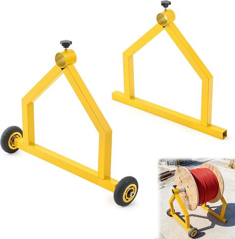 Lounsweer Wire Spool Rack Portable Cable Caddy with Wheels for Efficient Cable Management, Steel Fully Welded Wire Rack Dispenser for up to 28" Diameter Spools, Orange in Saudi Arabia