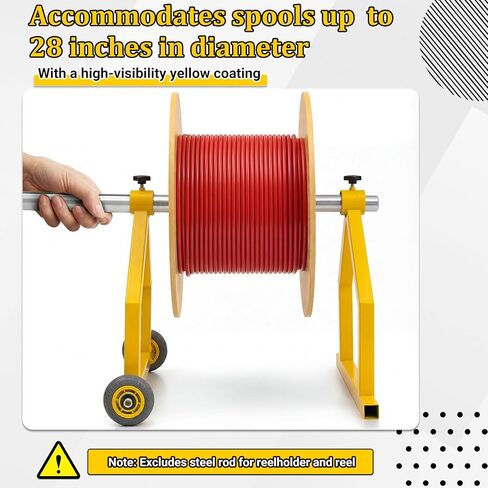 Lounsweer Wire Spool Rack Portable Cable Caddy with Wheels for Efficient Cable Management, Steel Fully Welded Wire Rack Dispenser for up to 28" Diameter Spools, Orange in Saudi Arabia