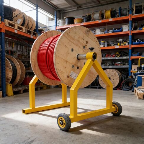 Lounsweer Wire Spool Rack Portable Cable Caddy with Wheels for Efficient Cable Management, Steel Fully Welded Wire Rack Dispenser for up to 28" Diameter Spools, Orange in Saudi Arabia