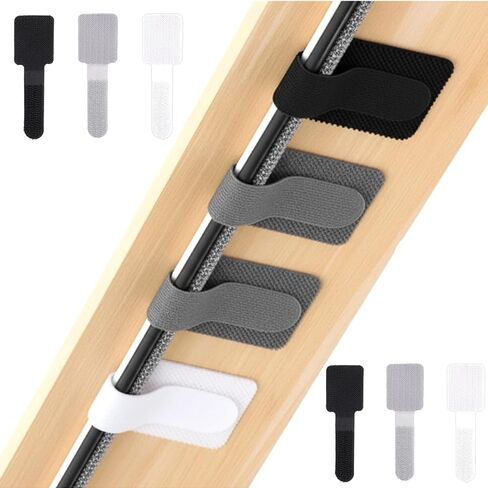 60 Pcs Hook and Loop Cable Ties, 3 Colors Strong Self-Adhesive Cables Ties Cord Organizers Under Desk Cable Management Hook and Loop Straps for Home or Office Use in Saudi Arabia
