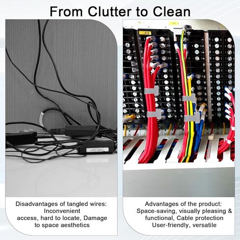 60 Pcs Hook and Loop Cable Ties, 3 Colors Strong Self-Adhesive Cables Ties Cord Organizers Under Desk Cable Management Hook and Loop Straps for Home or Office Use in Saudi Arabia