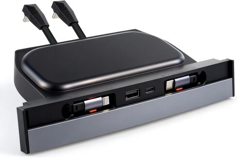 محور إرساء USB لـ Tesla Model 3/Y مقاوم للماء - شاحن سريع للنموذج Y/3 الملحقات 2024 2023 2022 2021 4 PORTSTERS محطة الإرساء القابلة للسحب ، كابلات شحن سريعة من النوع C (لا تناسب الطراز 3 2024) in Kuwait