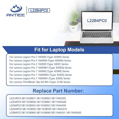 استبدال بطارية الكمبيوتر المحمول L22C4PC0 لجهاز Lenovo Legion Pro 5 16ARX8 16IRX8 16IRX9 Legion Pro 7 16IRX8 16IRX8H 16ARX8H 16IRX9H ThinkBook 16p G4 IRH Series L22B4PC0 L22D4PC0 L22X4PC0 L22M4PC0 15.44V 80 واط ساعة in Saudi Arabia