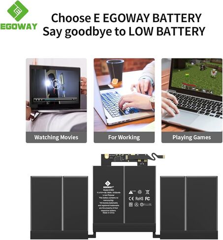 بطارية A1989 A2251، بطارية كمبيوتر محمول بديلة Egoway A1964 لجهاز MacBook Pro 13 بوصة A1989 (منتصف عام 2018، عام 2019) وA2251 (عام 2020)، EMC 3214 3358 3348 in Saudi Arabia