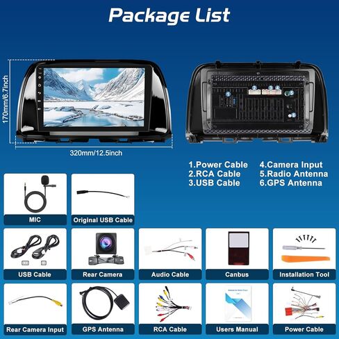[4+64G] راديو سيارة NHOPEEW لسيارة Mazda CX-5 CX 5 2012-2015 مع Carplay اللاسلكي وAndroid Auto - شاشة لمس HD 9 بوصة ستيريو Android للسيارة - EQ Audio/WiFi/GPS/SWC/Bluetooth + كاميرا احتياطية AHD in Kuwait