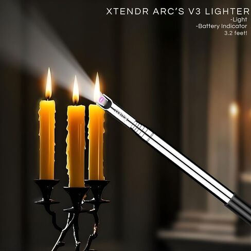 V3 قابل للتمديد 3.2 قدم LED قوس إضافي طويل عديم اللهب مدفأة موقد ولاعة شمعة كهربائية للضوء التجريبي، الشوي، حفرة النار، المطبخ، الشواء (أسود) in Kuwait