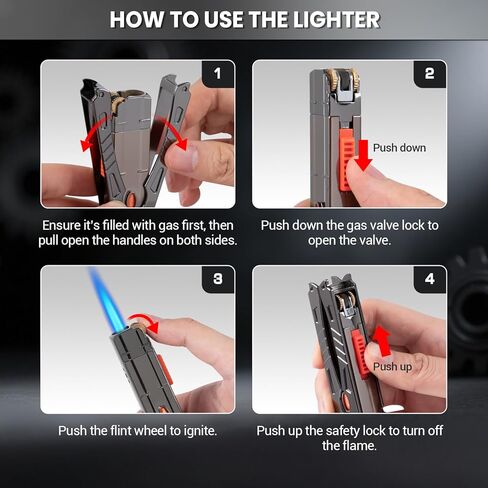 Cool Torch Lighter, Butane Refillable Fancy Lighter - Windproof Jet Flame Lighters, Foldable&Adjustable EDC Lighter for Candle BBQ, Creative Novelty Lighters Gift for Men Women in Saudi Arabia