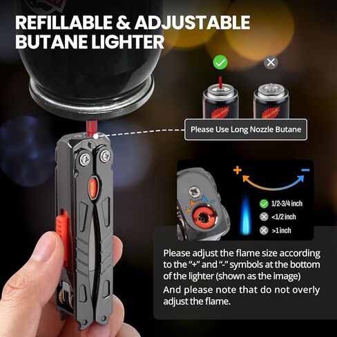 Cool Torch Lighter, Butane Refillable Fancy Lighter - Windproof Jet Flame Lighters, Foldable&Adjustable EDC Lighter for Candle BBQ, Creative Novelty Lighters Gift for Men Women in Saudi Arabia