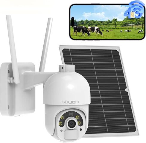 SOLIOM S800 4G LTE Cellular Security Camera Outdoor, No WiFi Solar Powered Camera for Home Security with SIM Card, 2K Color Night Vision, 360° View, PIR Motion Sensor, 2-Way Audio in Saudi Arabia