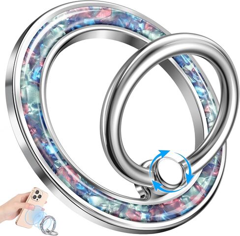 Phone Ring Holder Compatible with MagSafe - Magnetic Cell Phone Grip Magnet Removable Finger Ring Grip Stand Cute Girly Kawaii Green Conch Design for iPhone 17 Pro Max 16 15 14 13 12 Series in Saudi Arabia