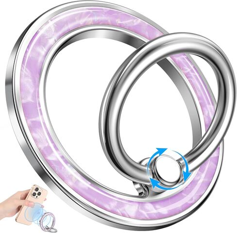 Phone Ring Holder Compatible with MagSafe - Magnetic Cell Phone Grip Magnet Removable Finger Ring Grip Stand Cute Girly Kawaii Green Conch Design for iPhone 17 Pro Max 16 15 14 13 12 Series in Saudi Arabia