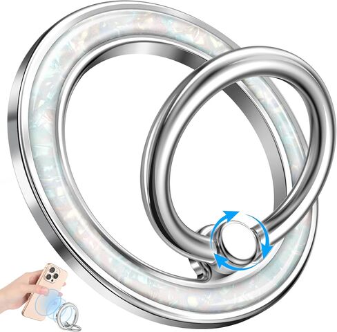 Phone Ring Holder Compatible with MagSafe - Magnetic Cell Phone Grip Magnet Removable Finger Ring Grip Stand Cute Girly Kawaii Green Conch Design for iPhone 17 Pro Max 16 15 14 13 12 Series in Saudi Arabia