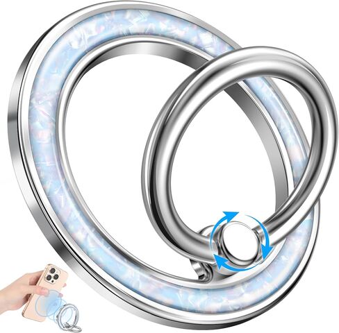 Phone Ring Holder Compatible with MagSafe - Magnetic Cell Phone Grip Magnet Removable Finger Ring Grip Stand Cute Girly Kawaii Green Conch Design for iPhone 17 Pro Max 16 15 14 13 12 Series in Saudi Arabia