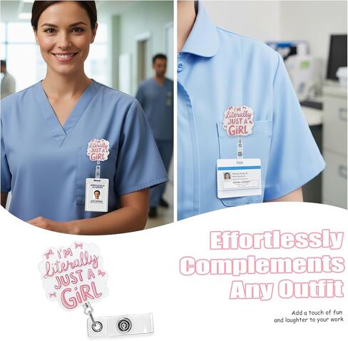 Cute Pink Bow Badge Reel - Badge Reels Retractable ID Holder with Alligator Clip Accessories for Medical Assistant,Nurse,Nursing Student and Teacher in Saudi Arabia