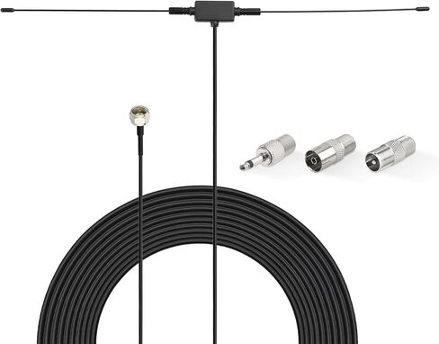 Superbat FM Radio Antenna 75 Ohm Adhesive Mounting Indoor FM Dipole Antenna for Stereo Receiver Indoor Pioneer Onkyo Yamaha Marantz Bose Wave Music System AV Audio Video Home Theater Receiver in Kuwait