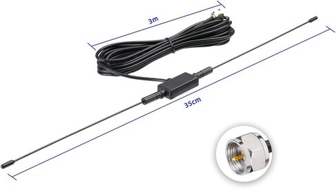 Superbat FM Radio Antenna 75 Ohm Adhesive Mounting Indoor FM Dipole Antenna for Stereo Receiver Indoor Pioneer Onkyo Yamaha Marantz Bose Wave Music System AV Audio Video Home Theater Receiver in Kuwait