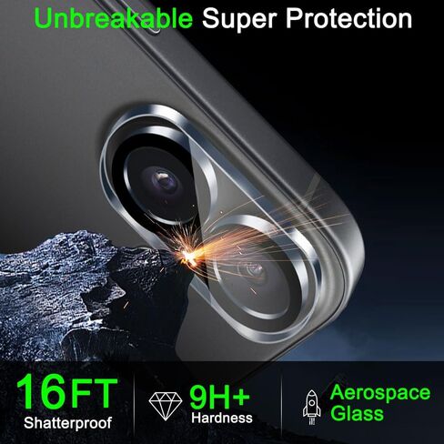 2-Pack Camera Lens Protector for iPhone 17 / iPhone 16 / iPhone 16 Plus, 9H Tempered Glass Camera Cover Screen Protector Accessories, HD Clarity, Anti-scratch, Case Friendly, Shockproof Full Protective in Saudi Arabia
