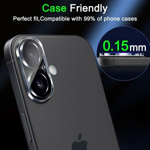 2-Pack Camera Lens Protector for iPhone 17 / iPhone 16 / iPhone 16 Plus, 9H Tempered Glass Camera Cover Screen Protector Accessories, HD Clarity, Anti-scratch, Case Friendly, Shockproof Full Protective in Saudi Arabia