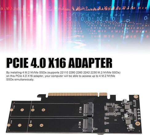 محول Quad NVMe PCIe، 4 منافذ عالية السرعة M.2 NVMe إلى بطاقة PCIe 4.0 X16، 4 × 32 جيجابت في الثانية M Key SSD بطاقة RAID ناعمة (لا تدعم تشعب PCIe) in Kuwait