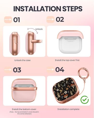 حافظة Coralogo لأجهزة AirPods 4 مع قفل أمان - رسوم متحركة لطيفة للنساء والفتيات بتصميم أنيق على شكل فطر Kawaii Girly Girlish غطاء واقٍ صلب لأجهزة AirPods الجيل الرابع 2024 in Kuwait