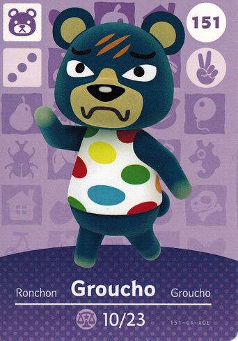 Nintendo Animal Crossing Happy Home Designer Amiibo Card Groucho 151/200 USA Version in Kuwait