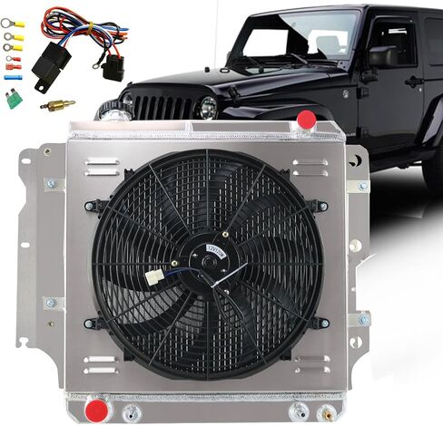3 صف المبرد كفن مروحة ل جيب رانجلر YJ TJ 2.4-4.2L 1987-2006 مشعاع ألومنيوم مروحة استبدال 3 صفوف مشعات المشجعين in Saudi Arabia
