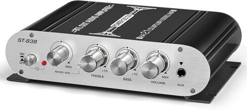 Facmogu ST-838 مضخم صوت ستيريو هاي فاي 2.1 قناة، RMS 20Wx2+40W مضخم صوت رقمي صغير لمكبرات الصوت المنزلية، مضخم صوت 80 وات مضخم صوت ستيريو مع مصدر طاقة - أسود in Saudi Arabia