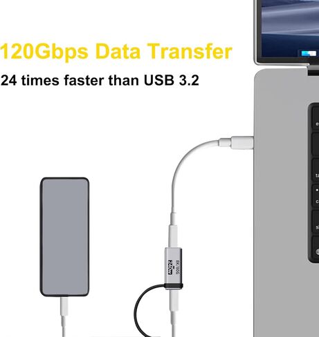USB-C Female to Female Adapter, 240W Charging and 120Gbps Data Transfer USB C Coupler, 16k@60hz Video Type C Extender, Compatible with Thunderbolt 5/4/3，with Silicone Strap，2 Pieces in Kuwait