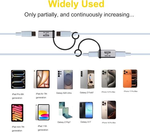 USB-C Female to Female Adapter, 240W Charging and 120Gbps Data Transfer USB C Coupler, 16k@60hz Video Type C Extender, Compatible with Thunderbolt 5/4/3，with Silicone Strap，2 Pieces in Kuwait