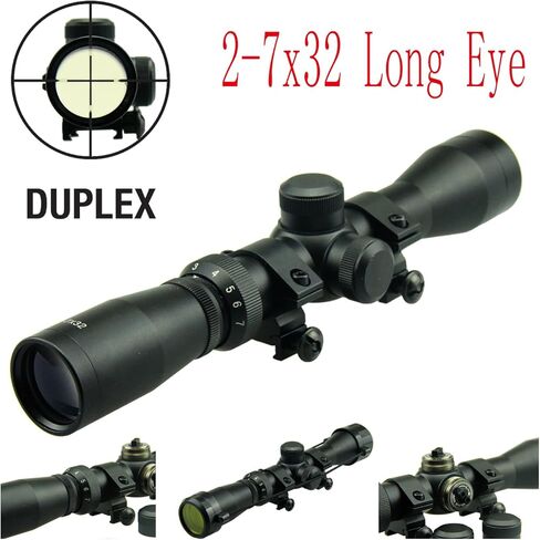 TACFUN Long Eye Relief Scout Scope 2-7X32 w/Weaver Scope Rings in Saudi Arabia