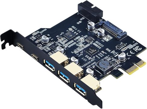 PCIe to USB 3.2 Gen 1 Card, PCI Express Internal USB Hub Converter with 19 Pin Connector Type A Type C 5 Port Expansion Adapter Card for D720201 Controller in Saudi Arabia