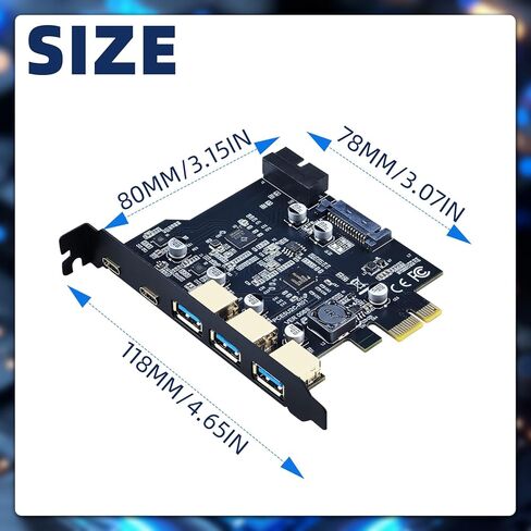 PCIe to USB 3.2 Gen 1 Card, PCI Express Internal USB Hub Converter with 19 Pin Connector Type A Type C 5 Port Expansion Adapter Card for D720201 Controller in Saudi Arabia