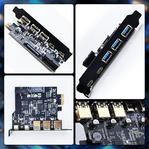 PCIe to USB 3.2 Gen 1 Card, PCI Express Internal USB Hub Converter with 19 Pin Connector Type A Type C 5 Port Expansion Adapter Card for D720201 Controller in Saudi Arabia