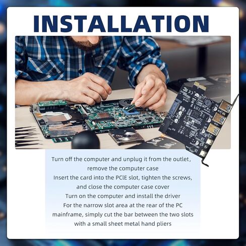 PCIe to USB 3.2 Gen 1 Card, PCI Express Internal USB Hub Converter with 19 Pin Connector Type A Type C 5 Port Expansion Adapter Card for D720201 Controller in Saudi Arabia