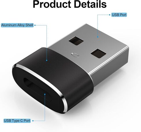 3 Pack USB to USB C Adapter for, Type-C Female to A Male Charger Converter, USB C Adapter for iPhone 17 16 Pro Max 15, iWatch 11 10 Se Ultra 3, iPad, Samsung Galaxy S25 S24, Google Pixel 10 9 (Black) in Saudi Arabia