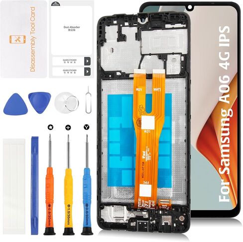 شاشة عرض LCD أصلية A06 A065F/A065M OEM + إطار أزرق لهاتف Samsung Galaxy A06 4G A065F/M 6.7 بوصة شاشة LCD بديلة تعمل باللمس مجموعة محول رقمي in Saudi Arabia